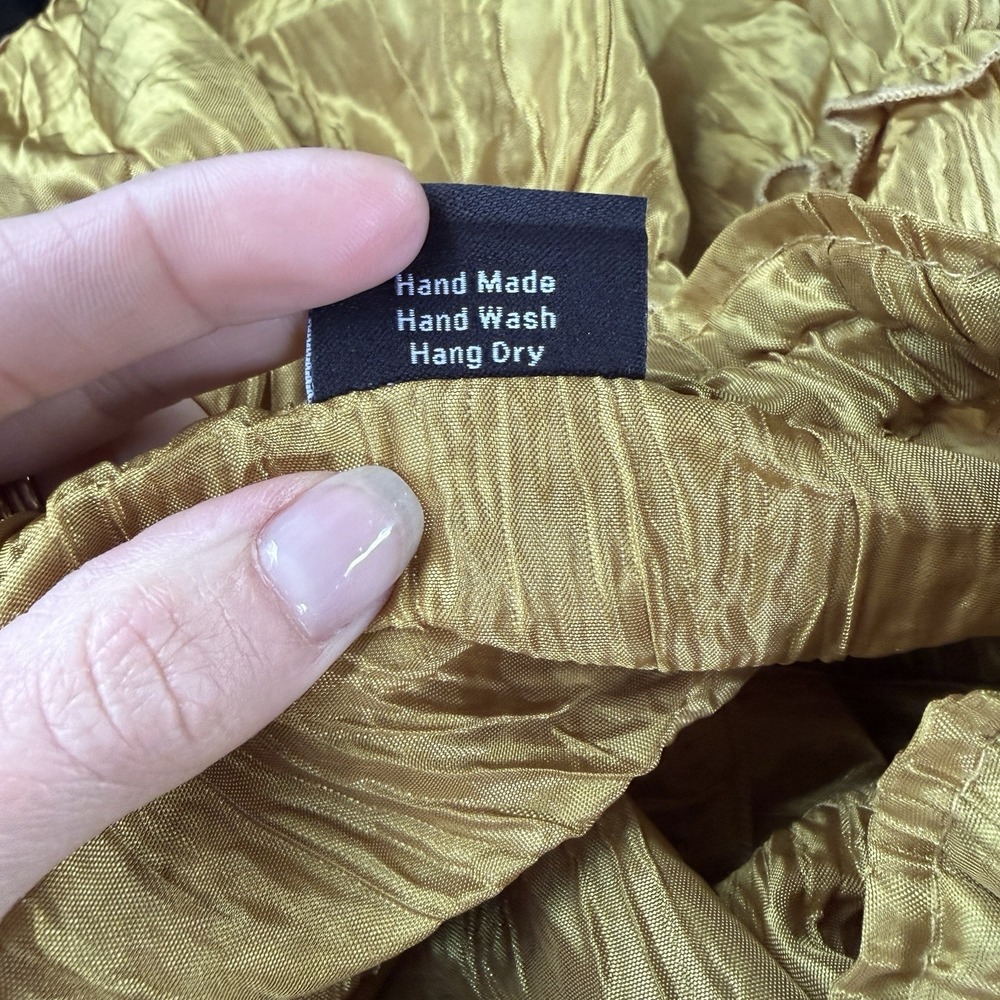 Alter Egos Bazaar Handmade Crinkle Tier Midi Skirt S Chartreuse Chiffon 20-32"W - Picture 5 of 9